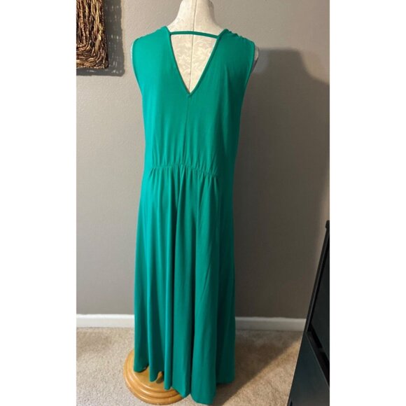 Soft Surroundings Maxi Dress Green 1X Cotton Modal Sleeveless Washable NEW - Picture 3 of 7